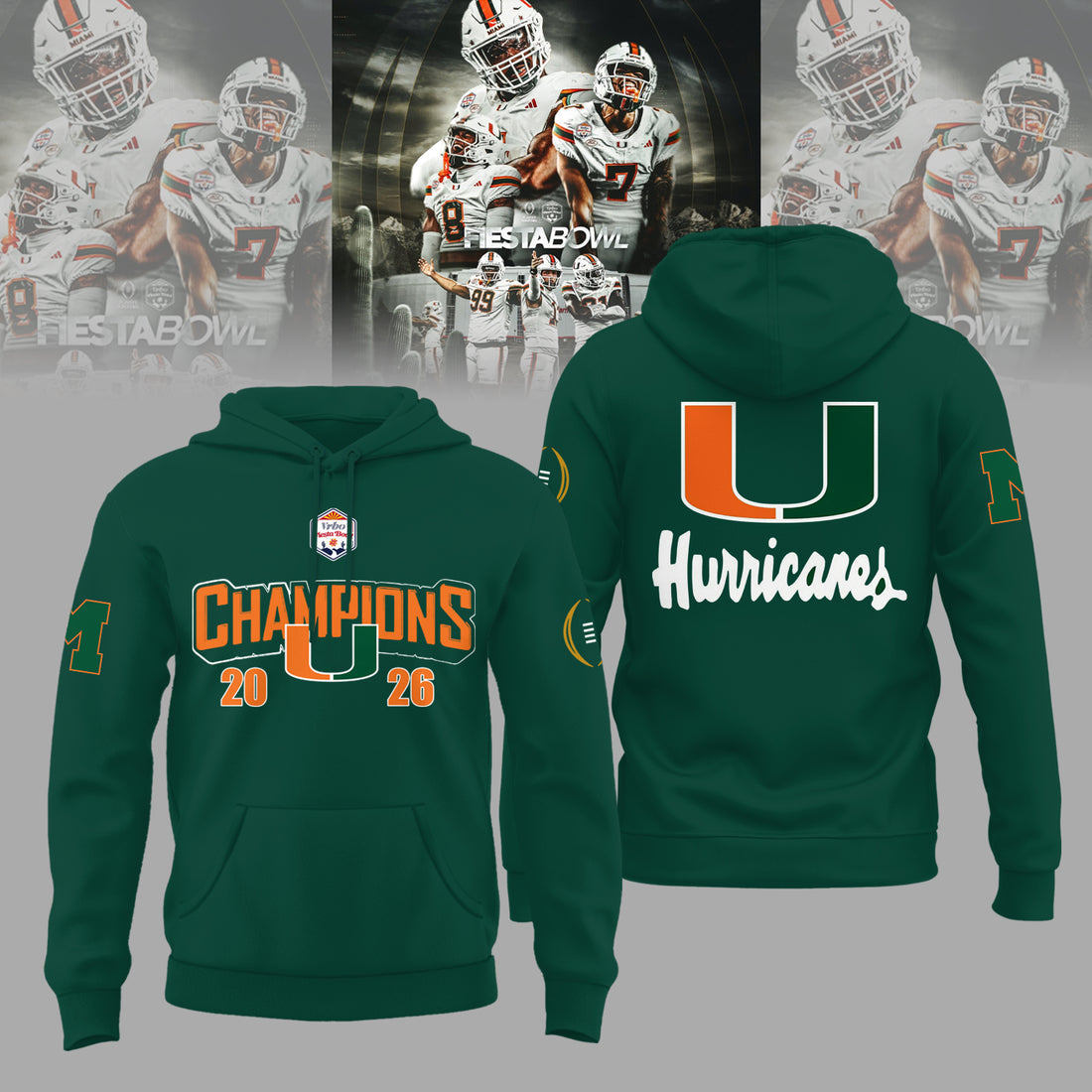Miami Hurricanes Special Fiesta Bowl Champions Limited Edition Hoodie v2
