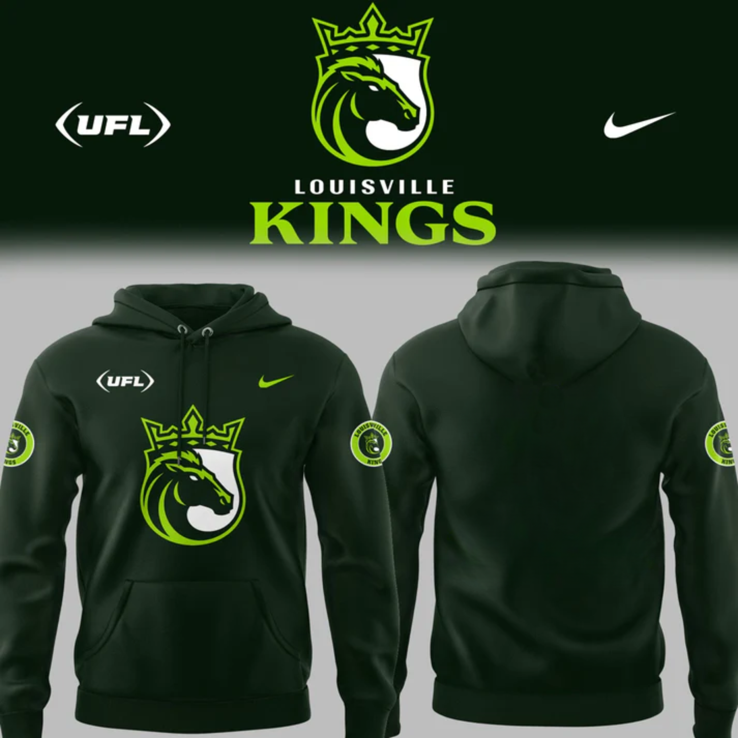 Limited Edition Louisville Kings Football Black Hoodie-b1