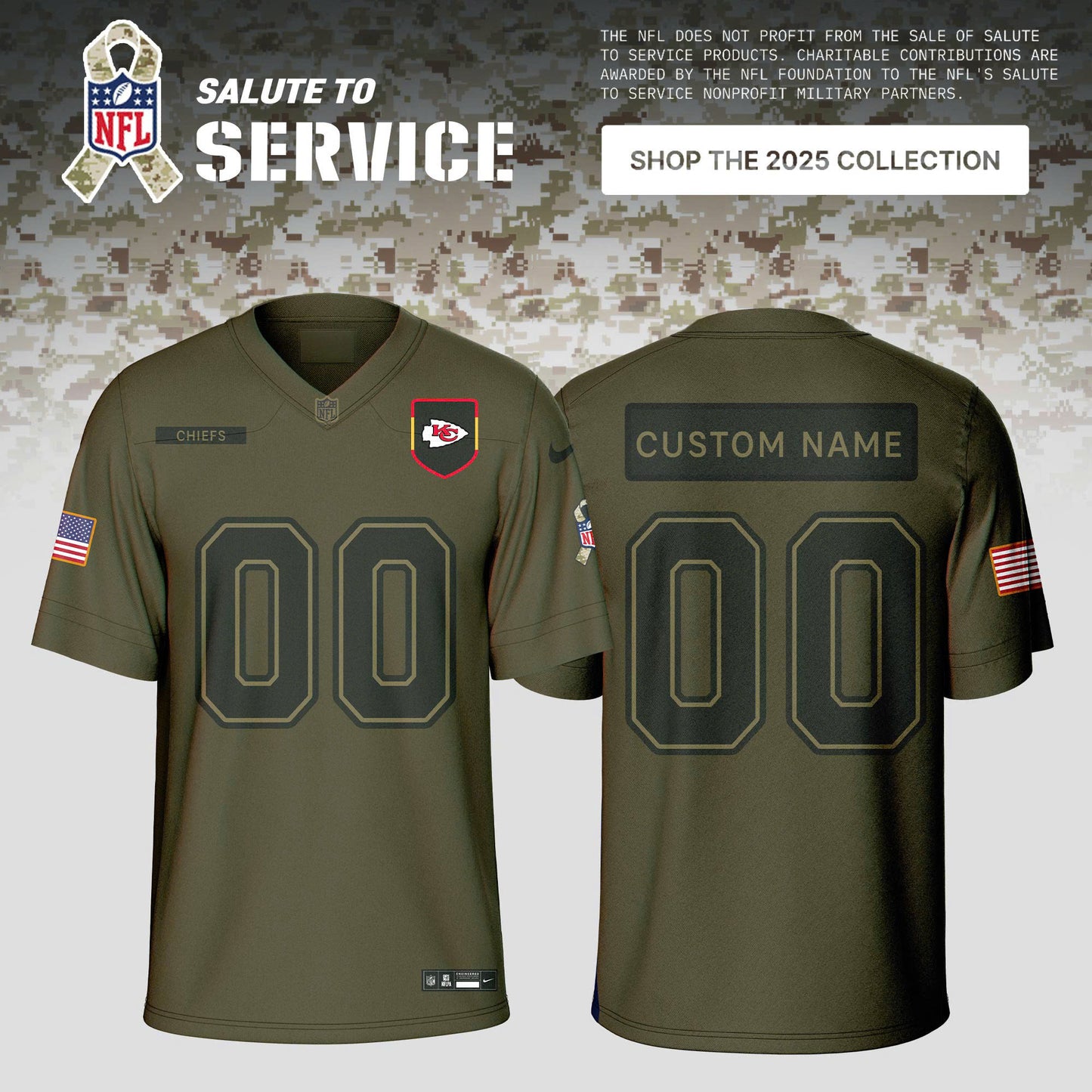 All Teams 2025 Olive Salute to Service Limited Custom Jersey