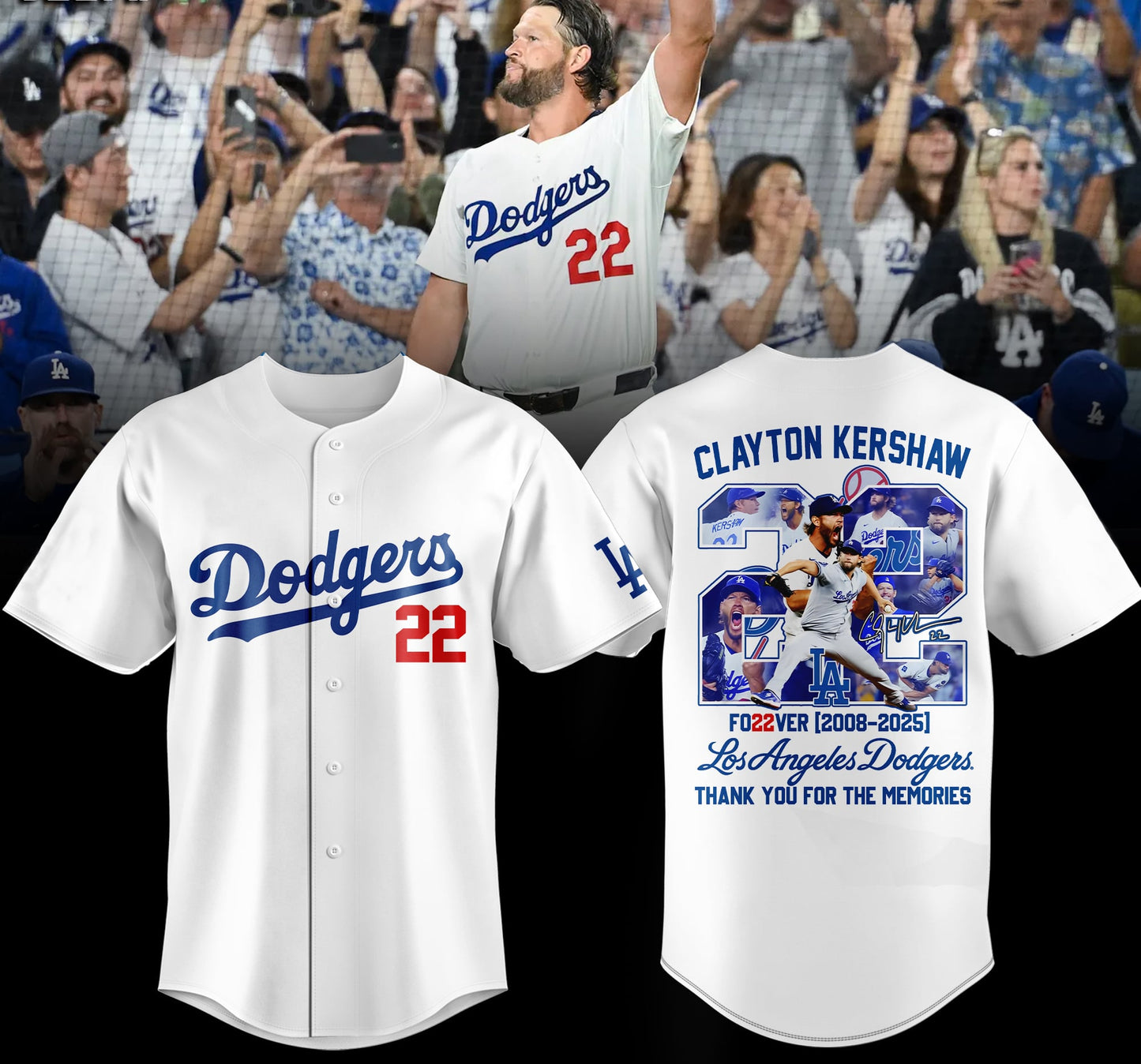 LAD Thank You Clayton Kershaw-3D Baseball Jersey