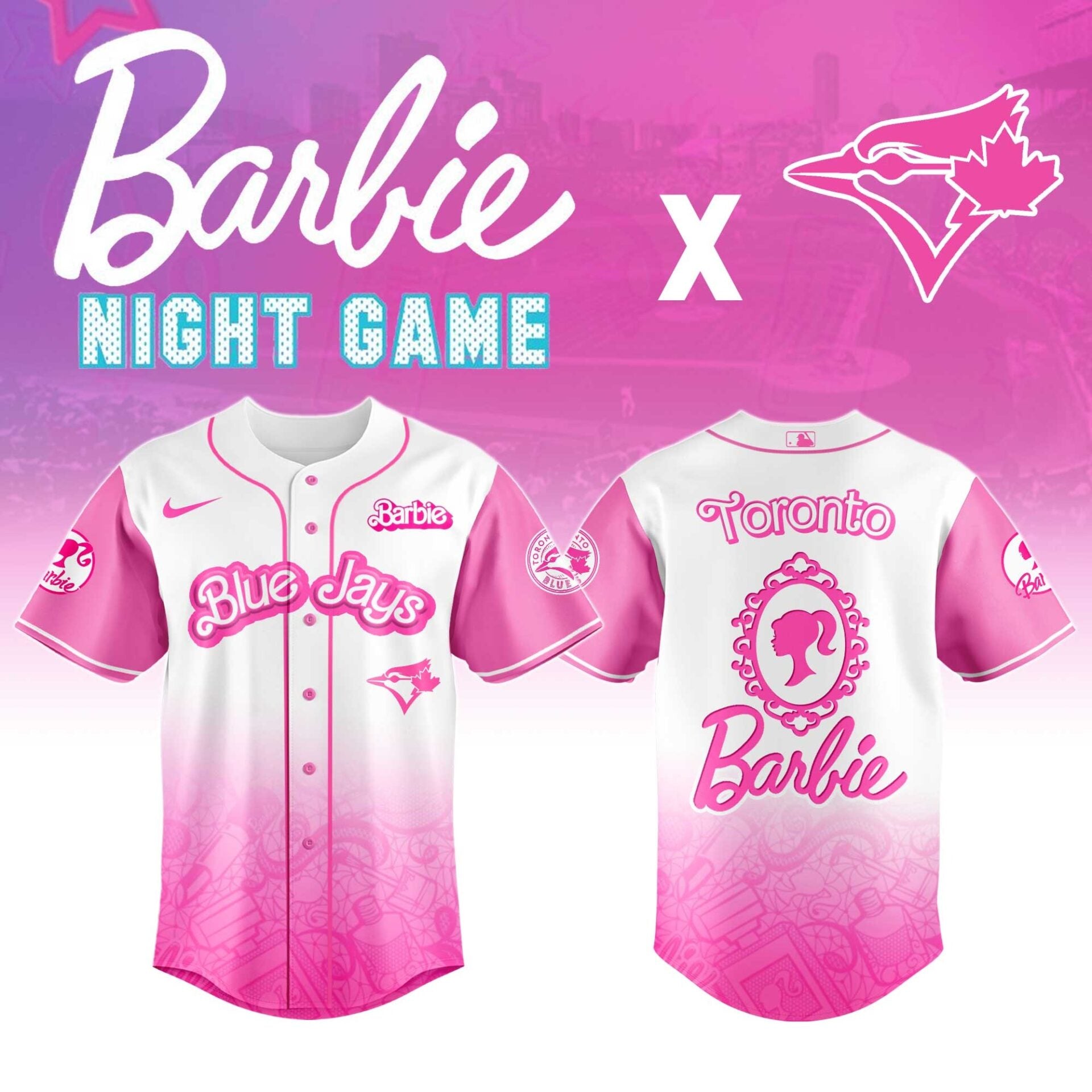 Limited Edition Blue Jays Baseball Barbie Night Jersey-AB042525011