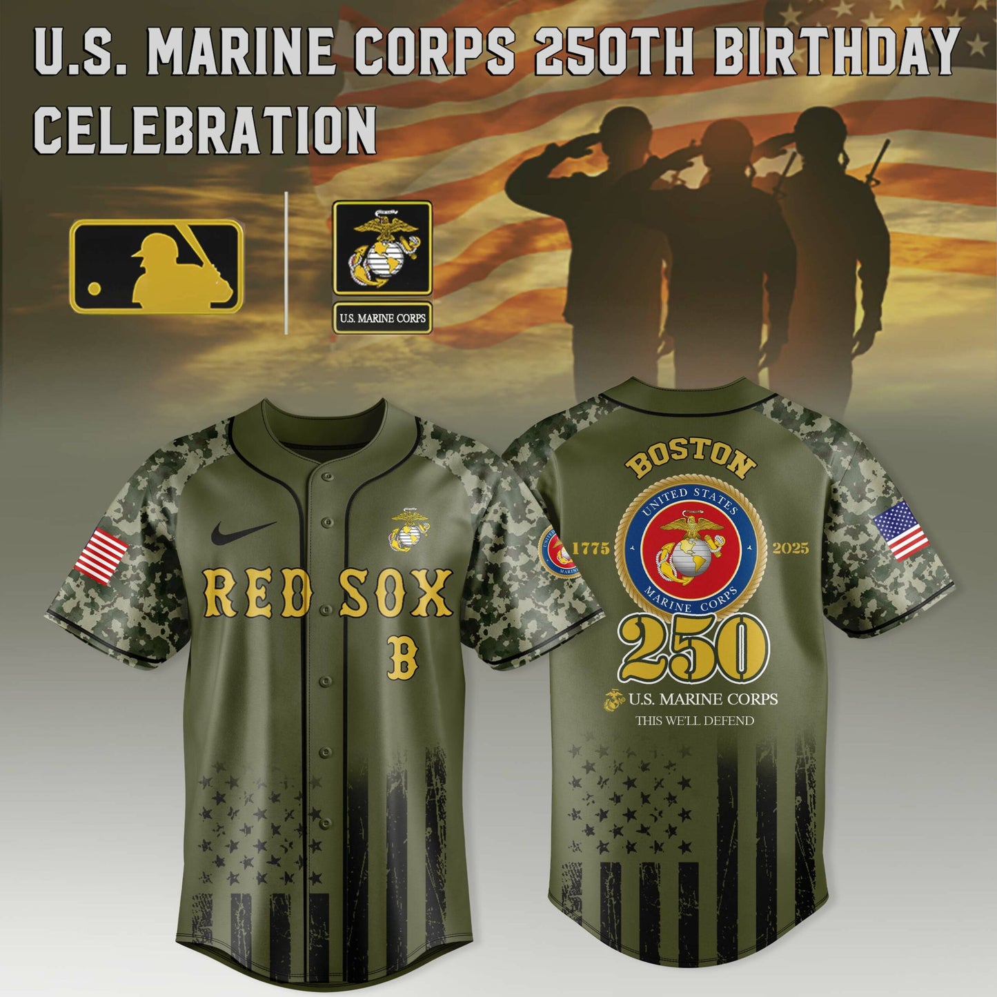 Boston Red SoxU.S. Marine Corps 250th Anniversary Jersey