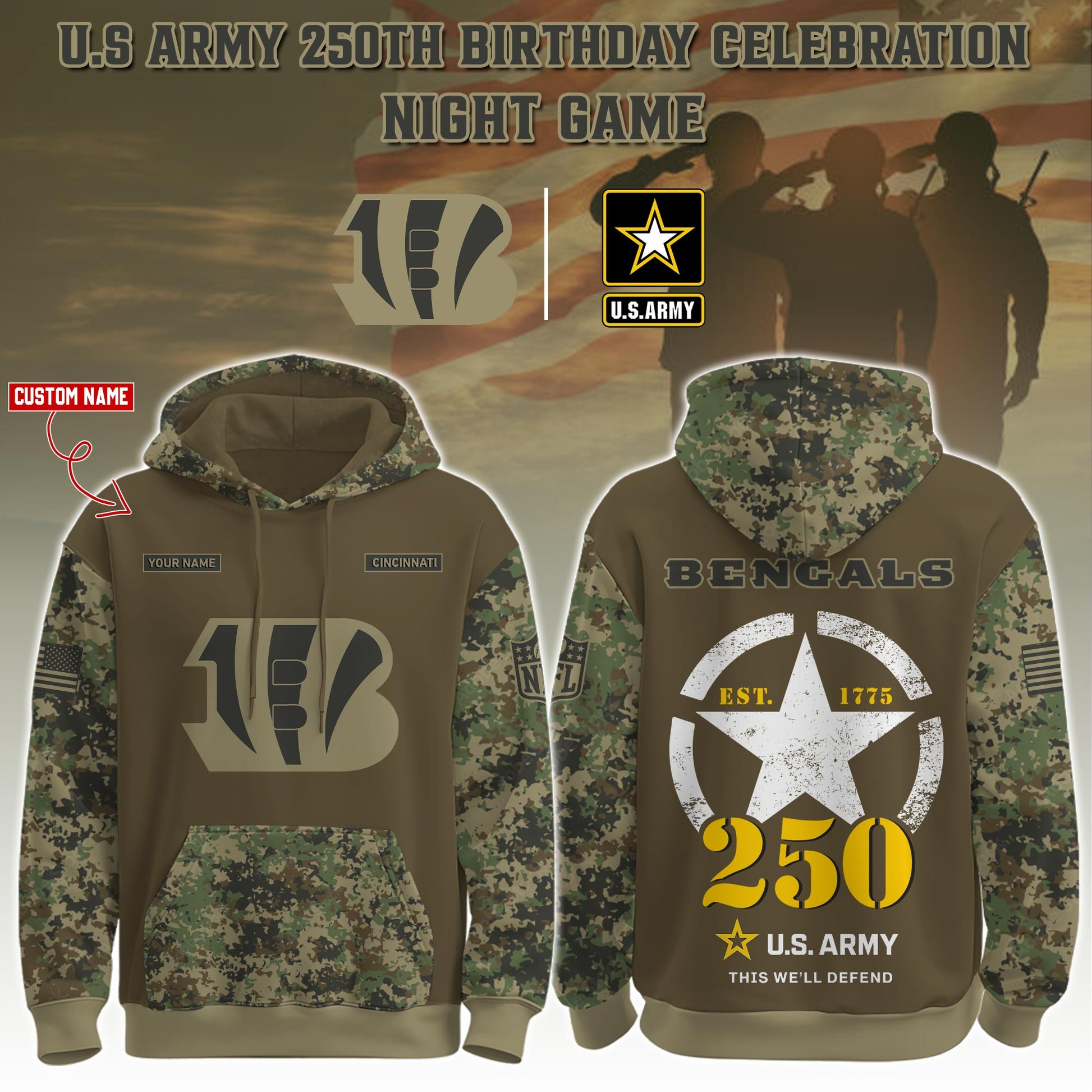 CIN-Army 250th Birthday Hoodie Limited Edions