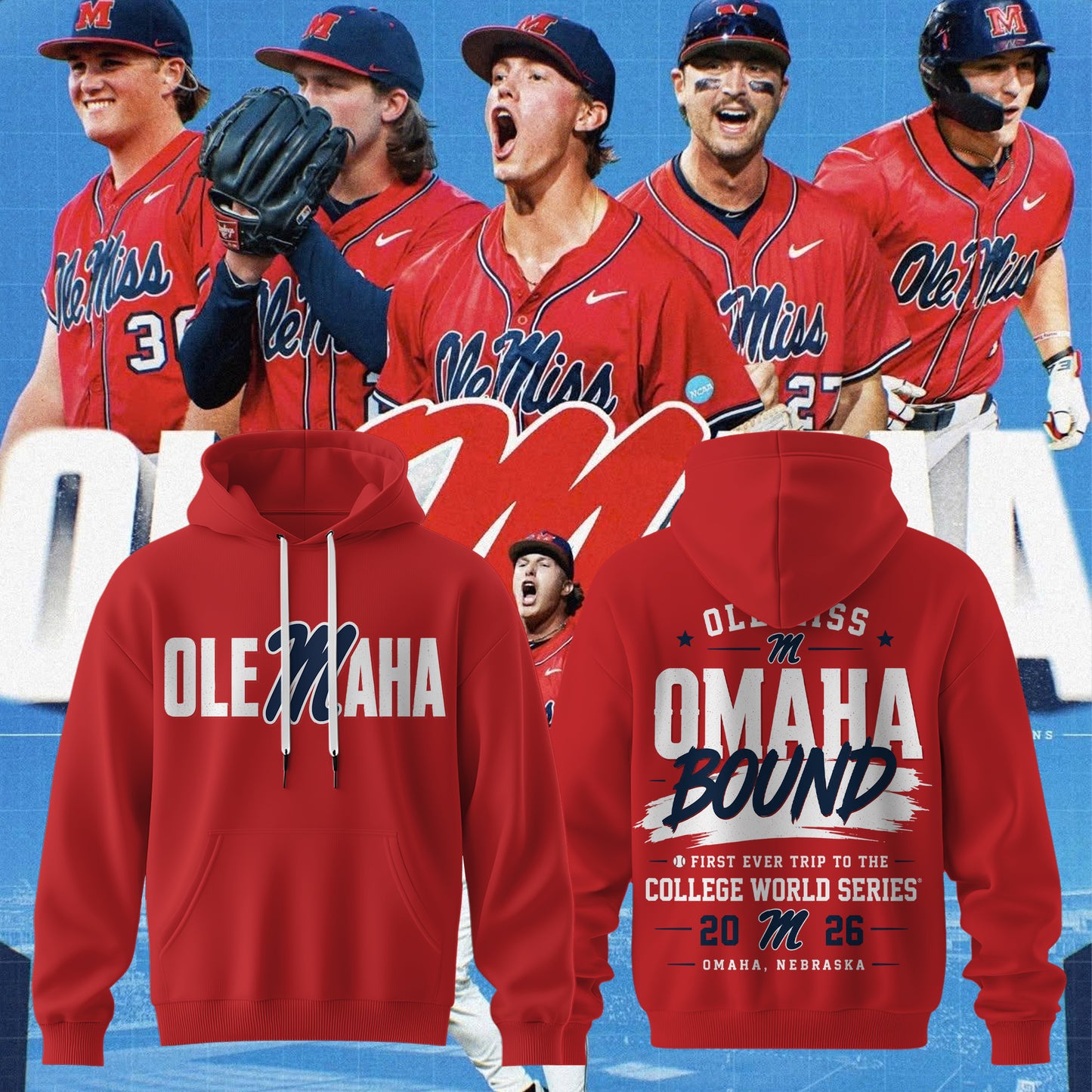 Ole Miss Rebels 2026 NCAA Baseball Men’s College World Series OMAHA Hoodie