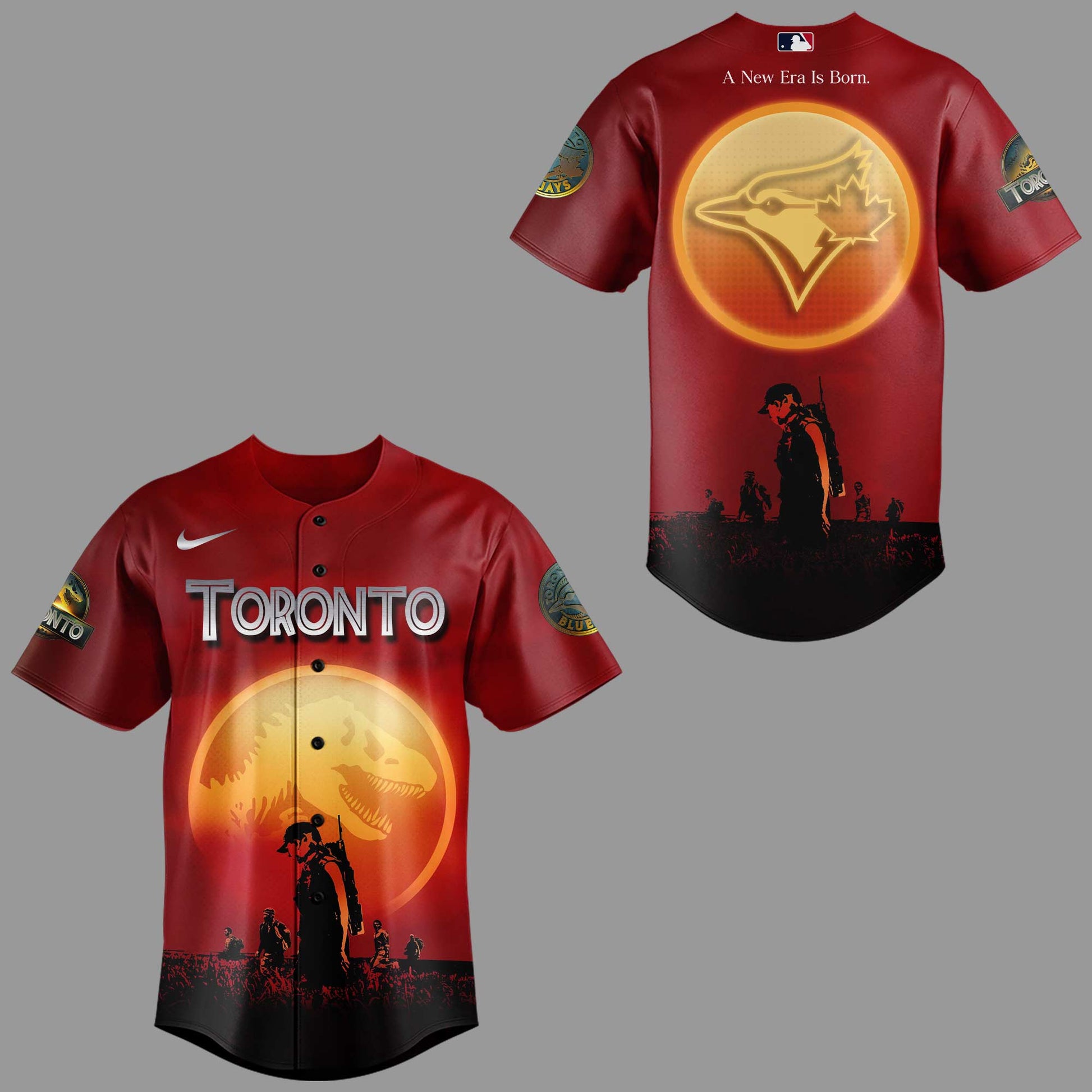 Limited Edition Blue Jays Baseball Jurassic World Rebirth Jersey-KC07042535