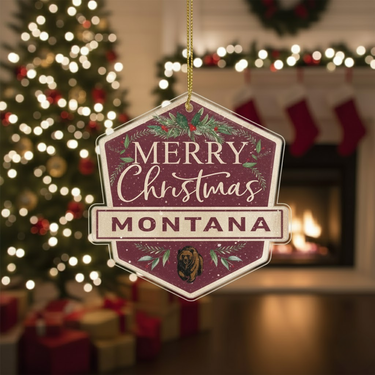 (4x4 inch) Montana Grizzlies Acrylic Ornament.