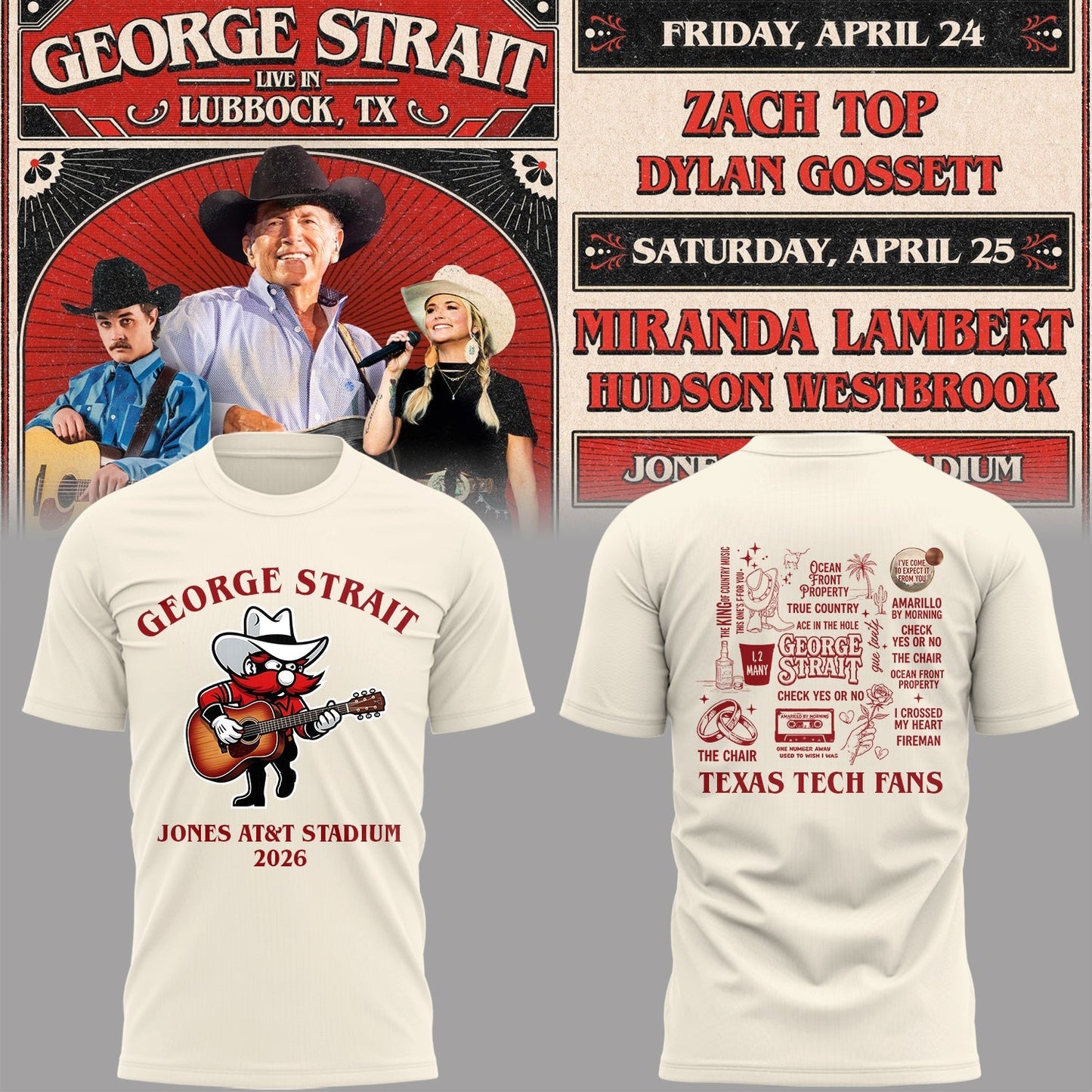 Limited Edition G. Strait x Texas Tech At Jones AT&T Stadium Tshirt