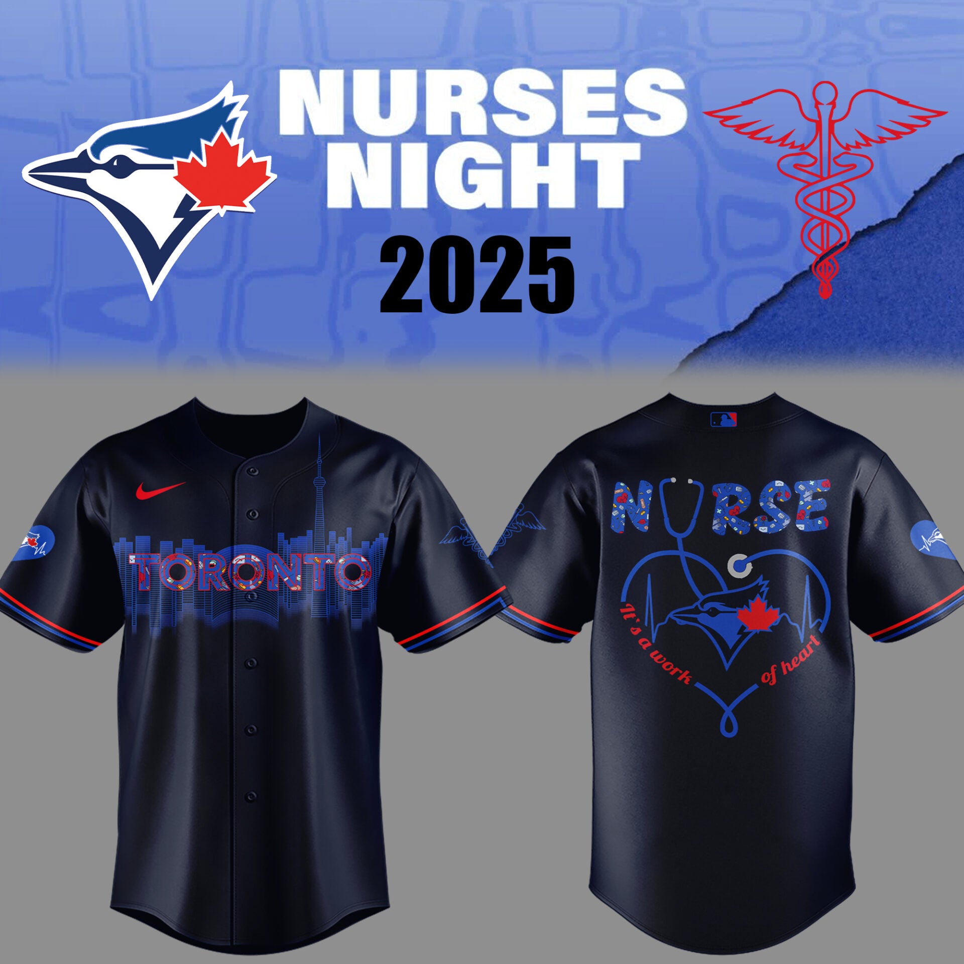 Limited Edition Blue Jays Baseball NURSES NIGHT cc Jersey-PU25042011