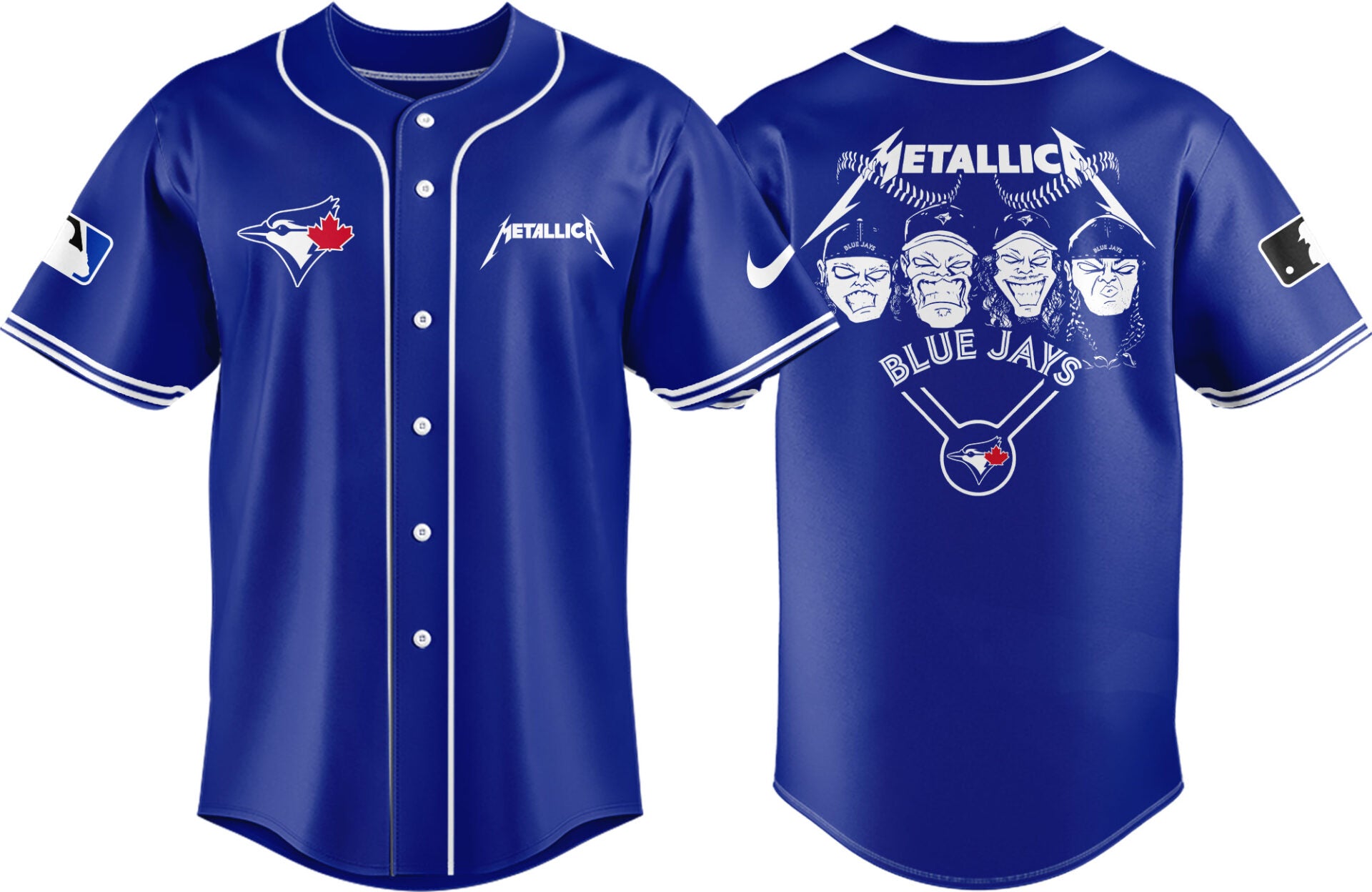 Limited Edition Blue Jays Baseball Metallica Night Blue Jersey-PU25042405