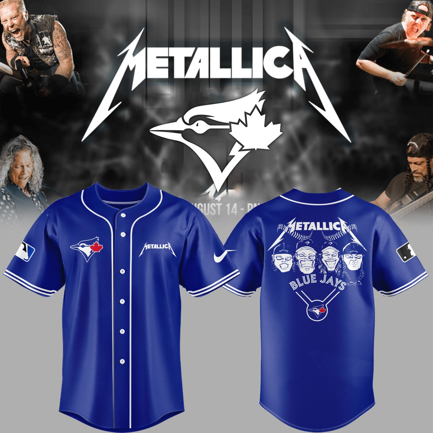 Limited Edition Blue Jays Baseball Metallica Night Blue Jersey-PU25042405