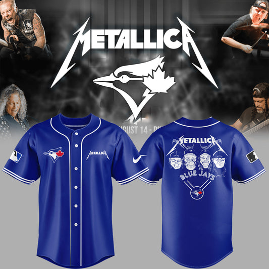 Limited Edition Blue Jays Baseball Metallica Night Blue Jersey-PU25042405