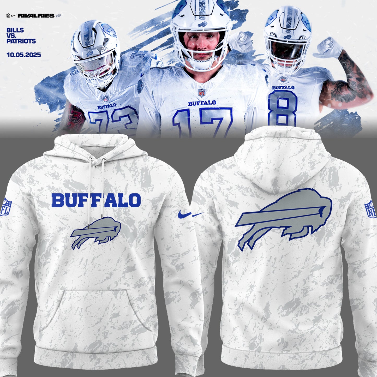 Buffalo Bills Cold Front Rivalries Hoodie | Cap | Joggers V7