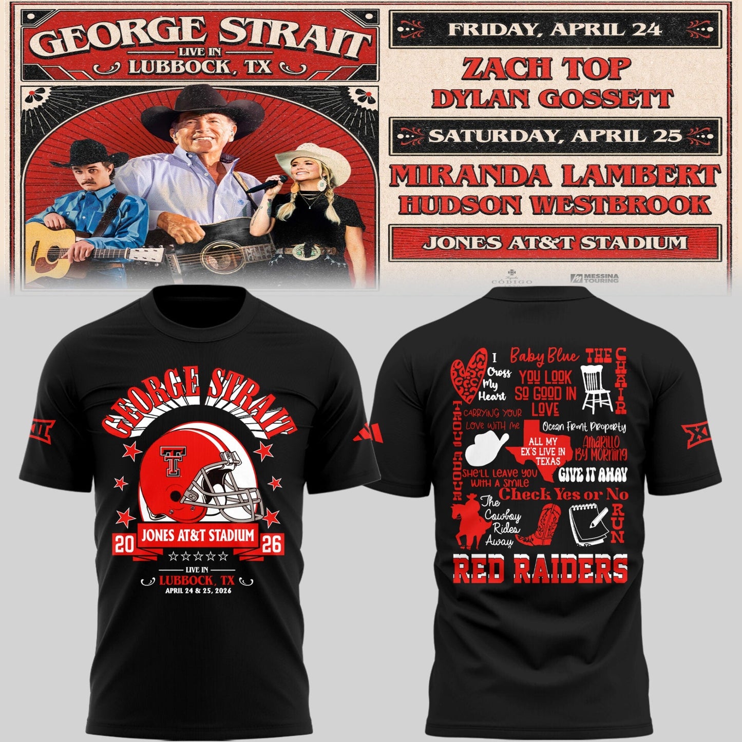 Limited Edition G. Strait x Texas Tech At Jones AT&T Stadium Tshirt