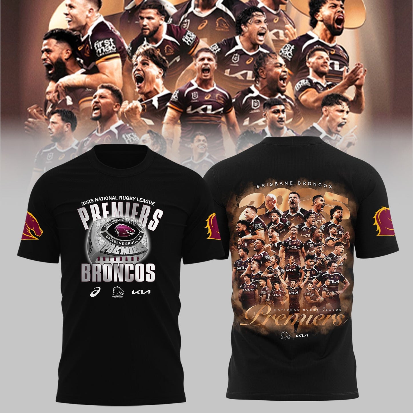 B.Broncos NRL Finals 2025 Champions Signature Combo Shirt