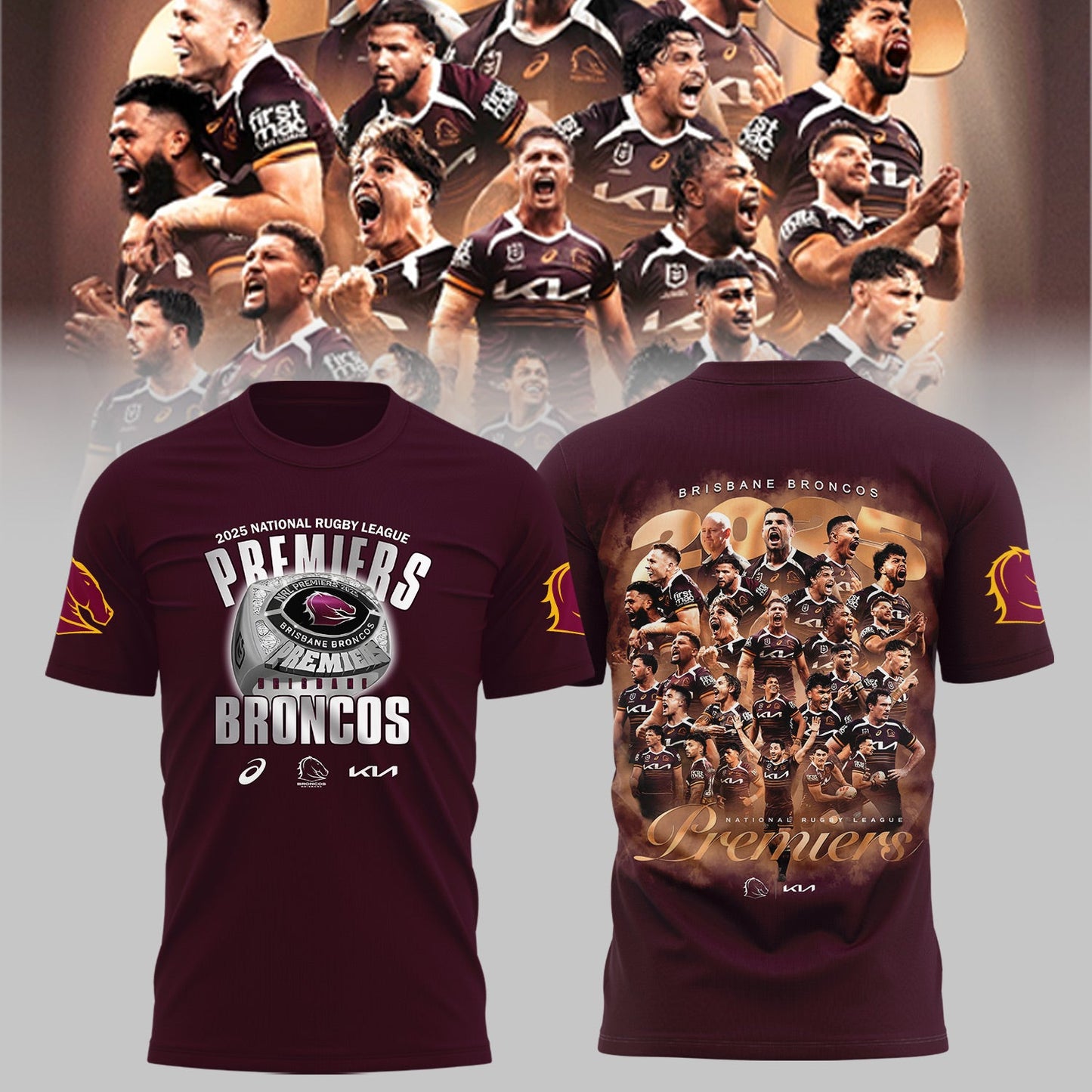 B.Broncos NRL Finals 2025 Champions Signature Combo Shirt