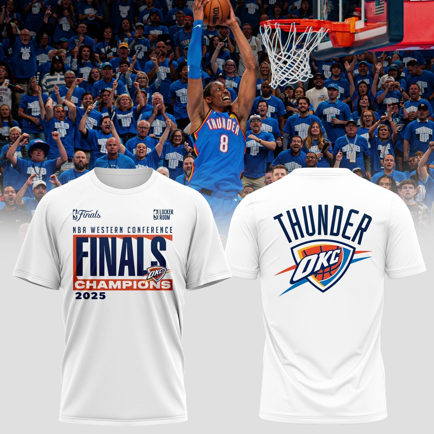 Oklahoma City Thunder 2025 Western Conference Champions Locker Room T-Shirt