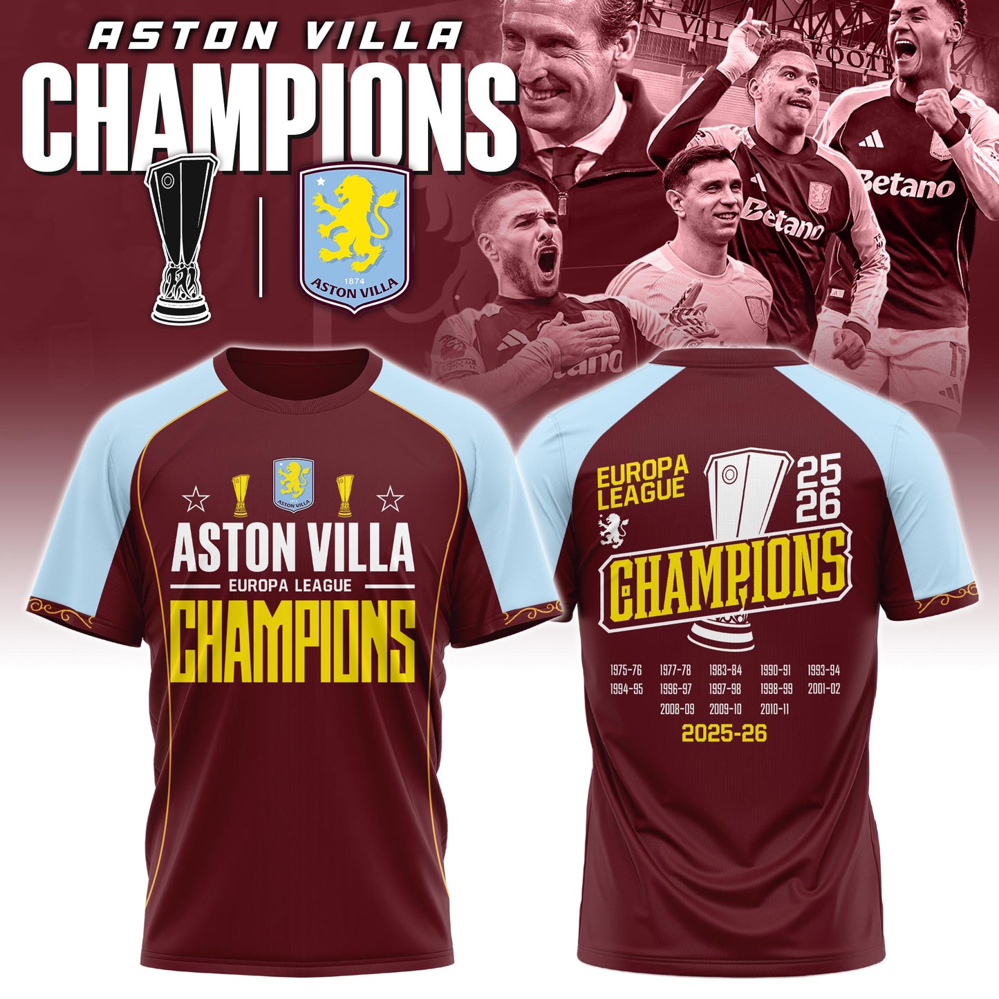 AVFC Champion Europa League 2026 Limited Edition + Selling Out Fast