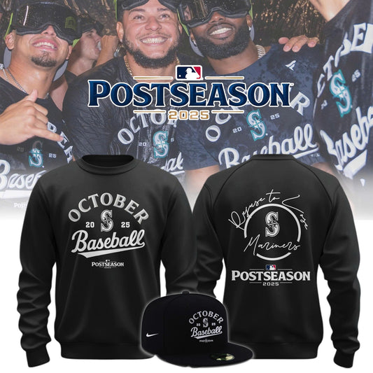 Seattle Mariners 2025 Postseason Locker Room Sweater Shirt Black