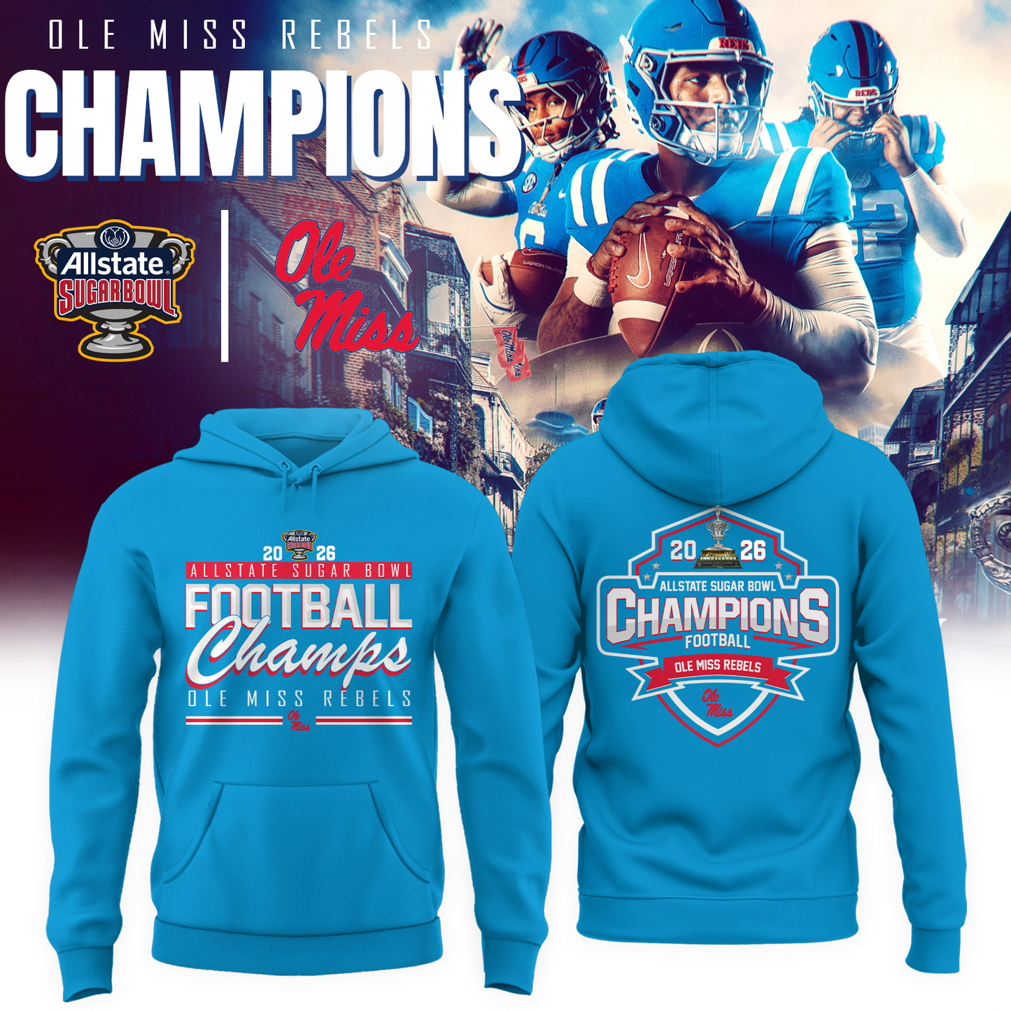 Ole Miss 2026 ALLSTATE SUGAR BOWL Champion Hoodie
