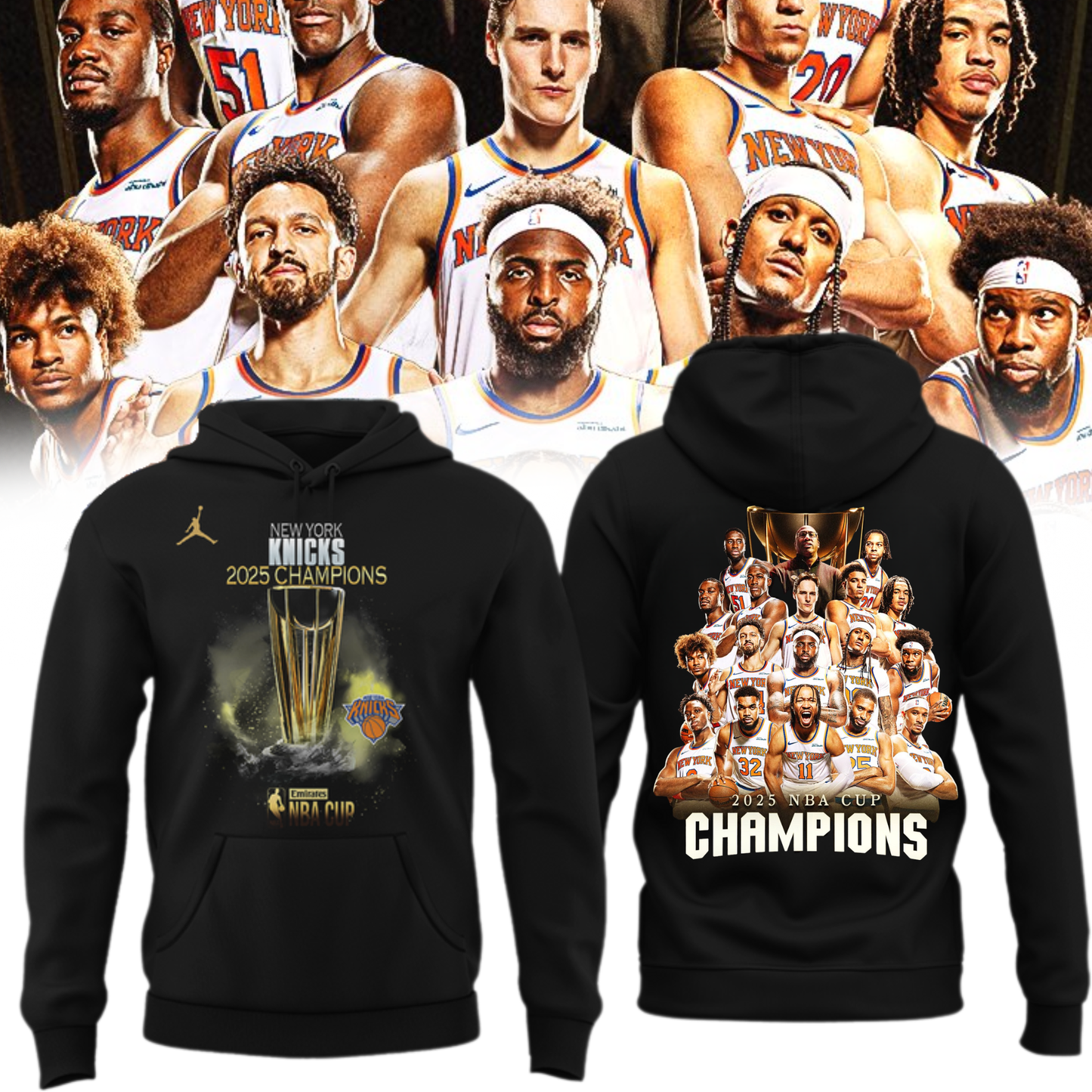 New York Knicks 2025 NBA Cup Champions Hoodie Limited Edition Black