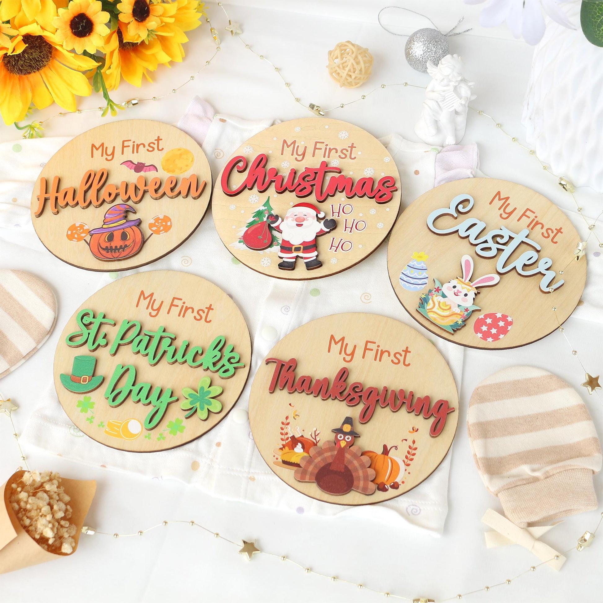 Baby Milestone Cards My First Holiday Milestones Baby Photo Props Baby Gift Baby Shower Gift Baby First Mothers Day Baby First Christmas Day