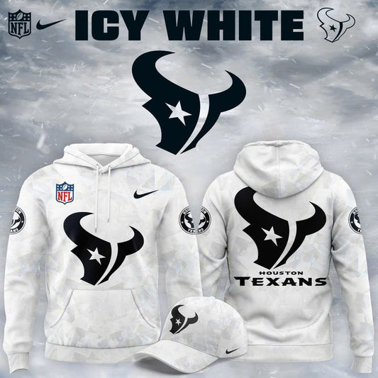 Houston Texans 2025-2026 Icy white Hoodie (Pattern)