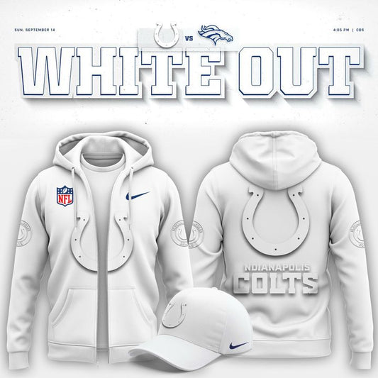 Indianapolis Colts "White Out" Zip Hoodie V2