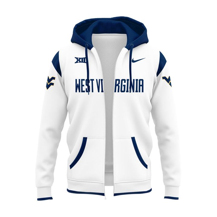 2025 West Virginia Mountaineers White Uniform Zip Hoodie