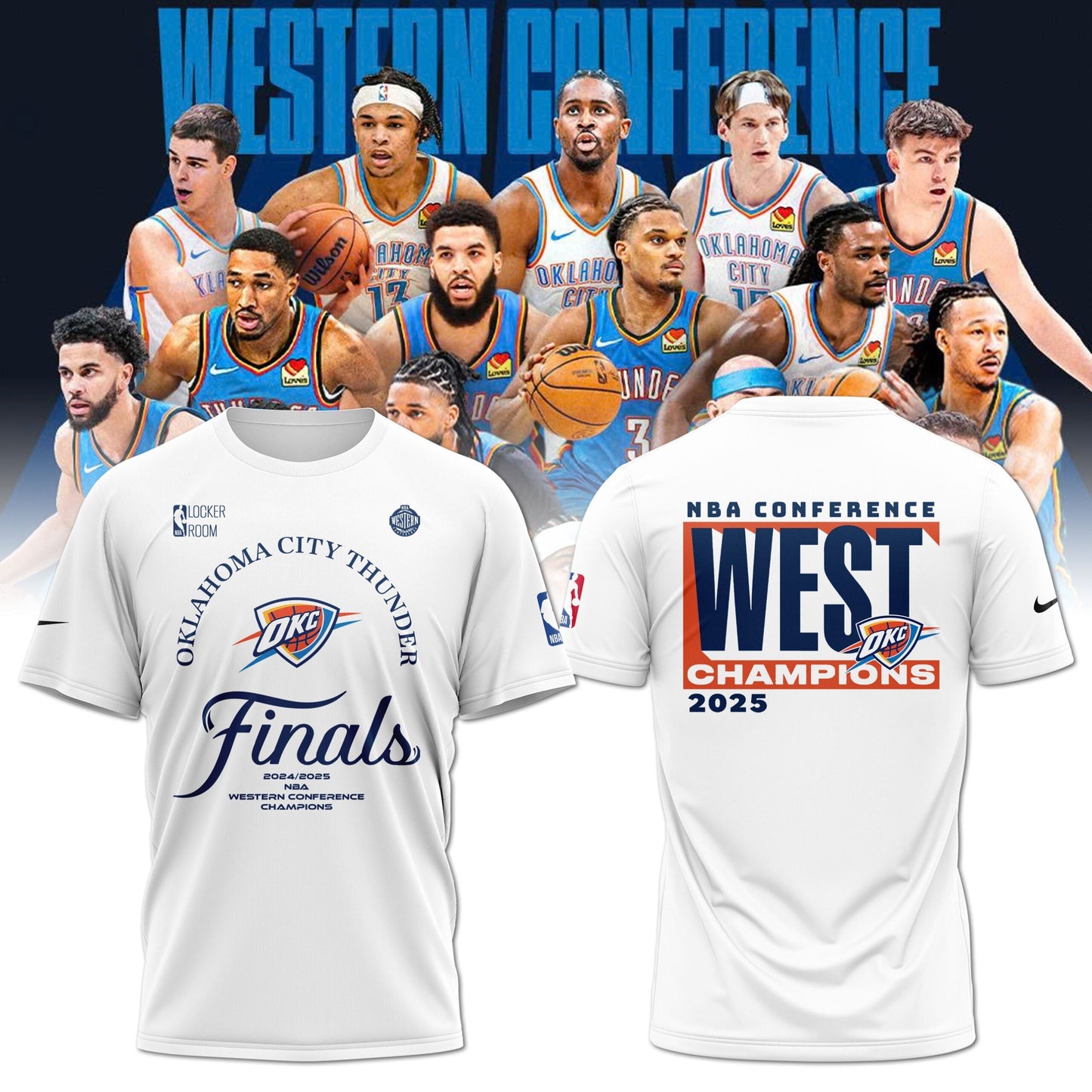 Oklahoma City Thunder 2025 Western Conference Champions Locker Room T-Shirt