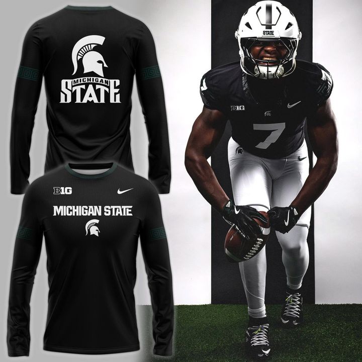 Special New Black Michigan State Spartans Wordmark Alternate Uniform Long Sleeve Shirt