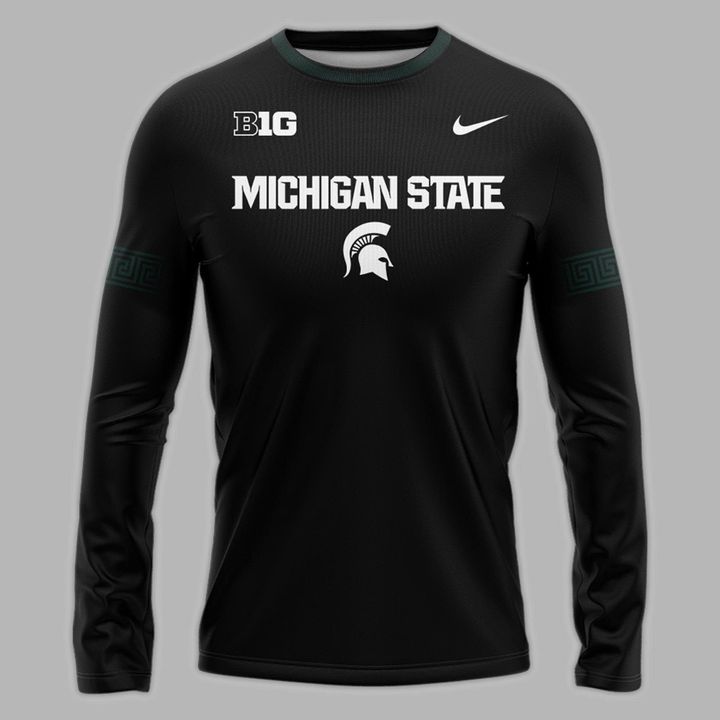 Special New Black Michigan State Spartans Wordmark Alternate Uniform Long Sleeve Shirt
