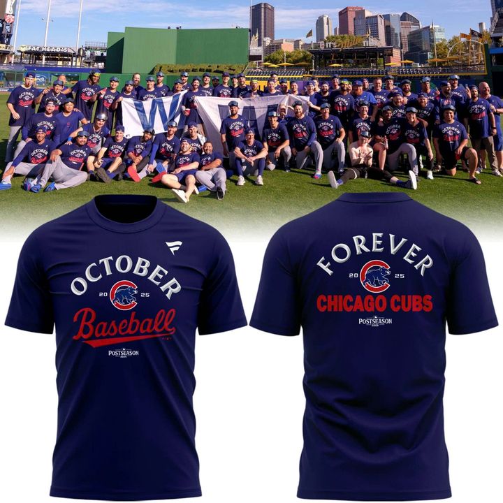 Special New 2025 October Ready Forever Chicago Cubs Navy T-Shirt
