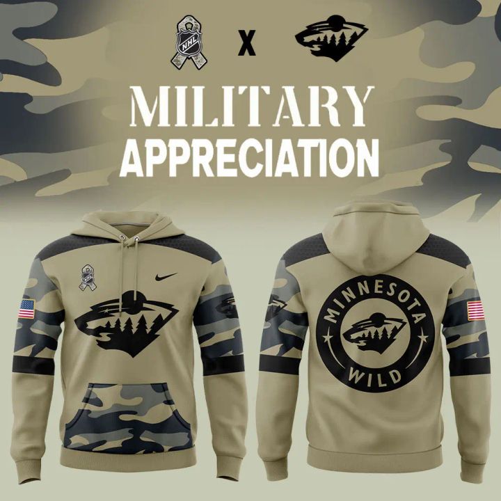 Limited Edition Minnesota Wild Military Appreciation Hoodie