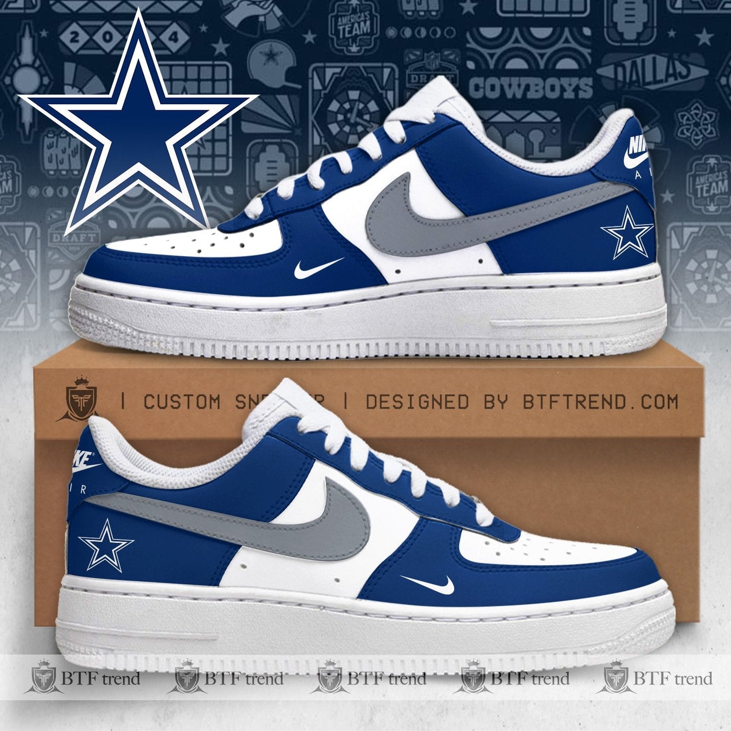 "FREE SHIPPING" - Special Edition Dallas Cowboys 2025 AF1 SNEAKER
