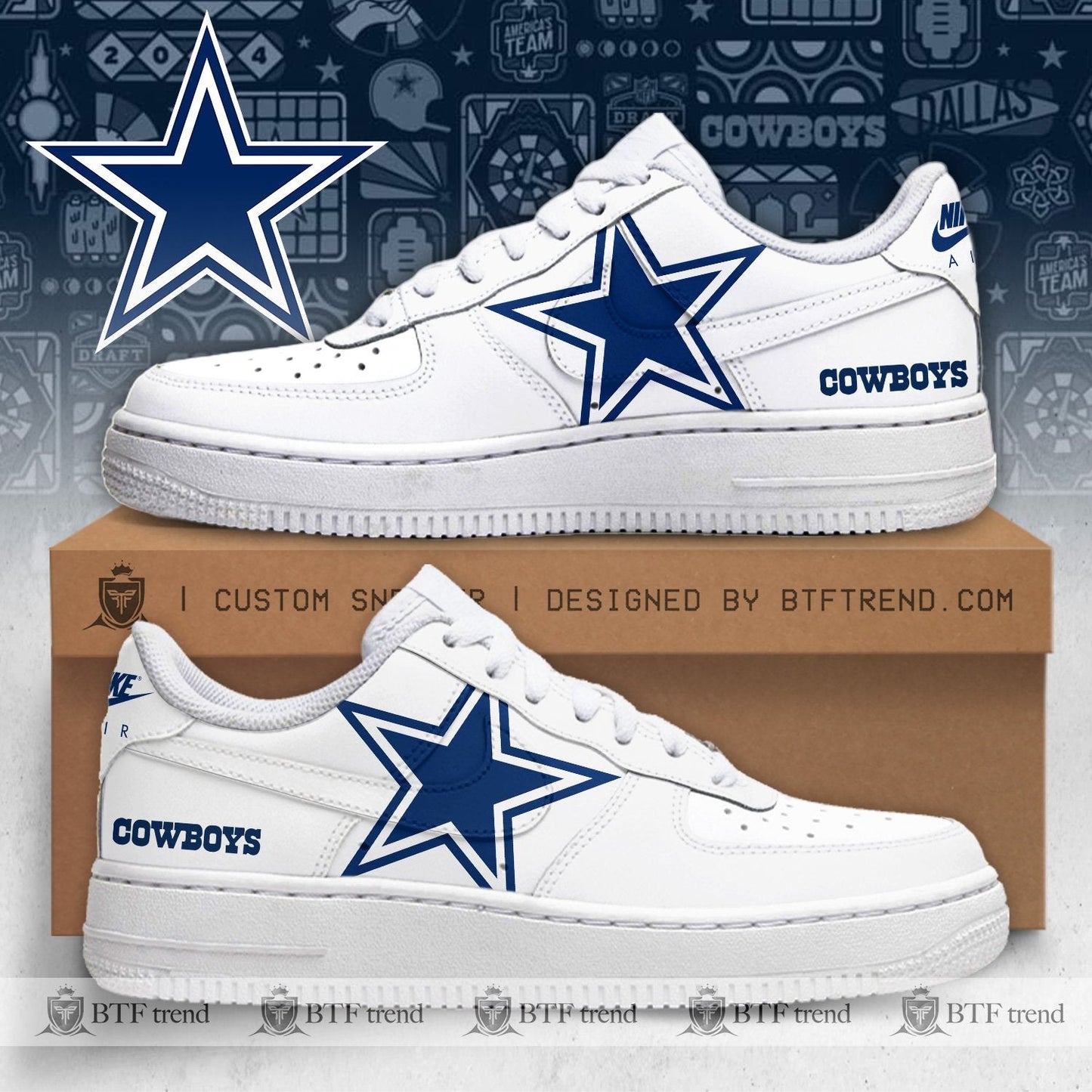"FREE SHIPPING" - Special Edition Dallas Cowboys 2025 AF1 SNEAKER
