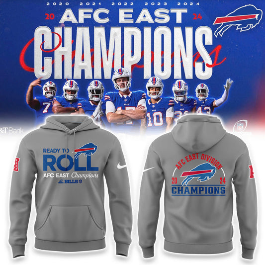 Buffalo Bills 2024 AFC East Division Champions Locker Room Trophy Collection Hoodie V2