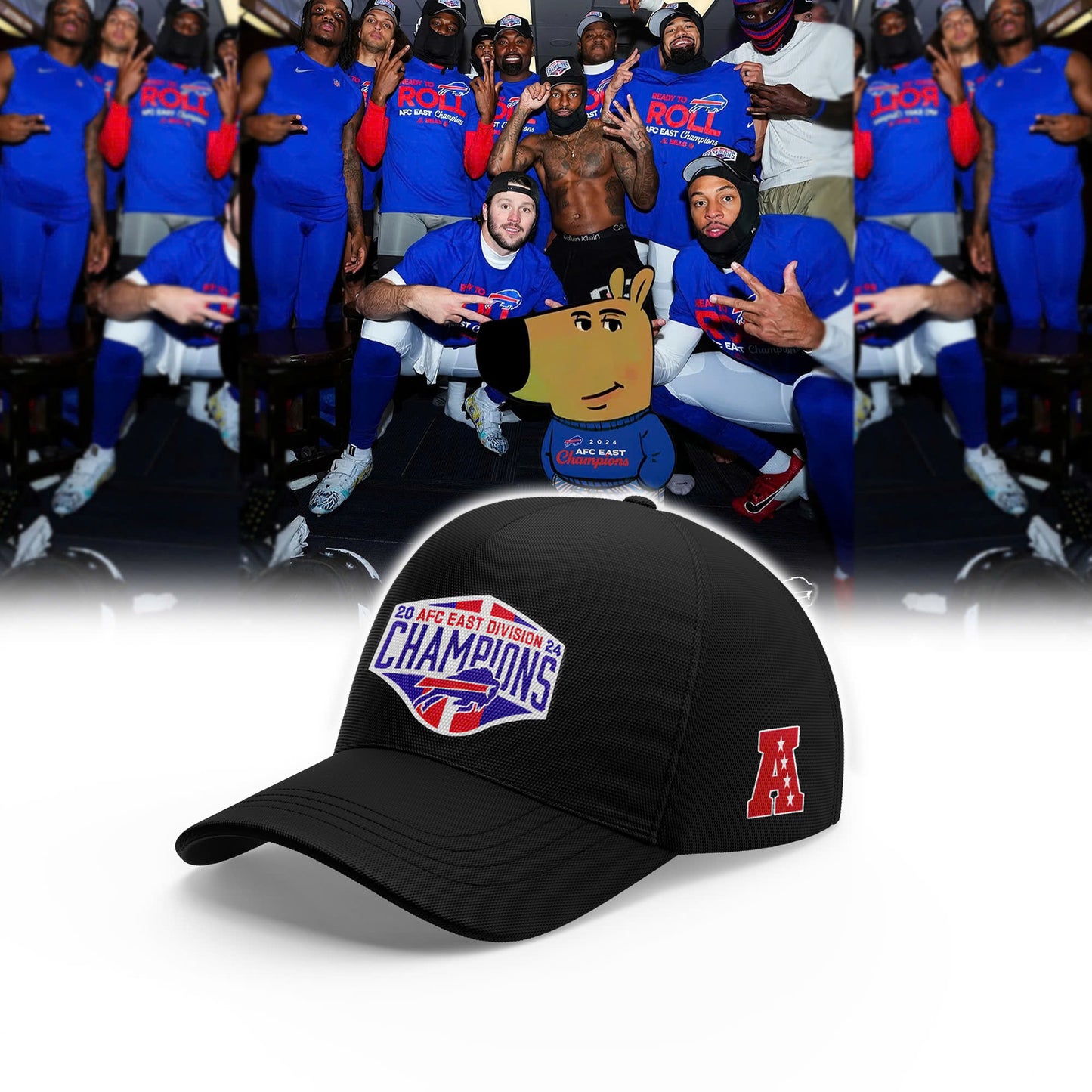 Buffalo Bills 2024 AFC East Division Champions Locker Room Trophy Collection TShirt V3