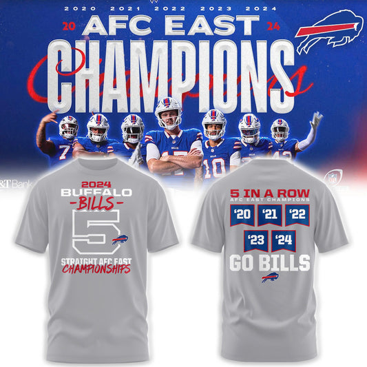 Buffalo Bills 5 Straight AFC East Division Champions Tshirt