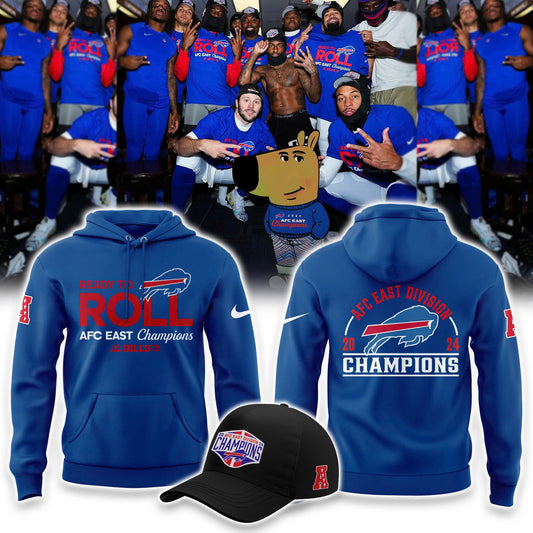 Buffalo Bills 2024 AFC East Division Champions Locker Room Trophy Collection Hoodie