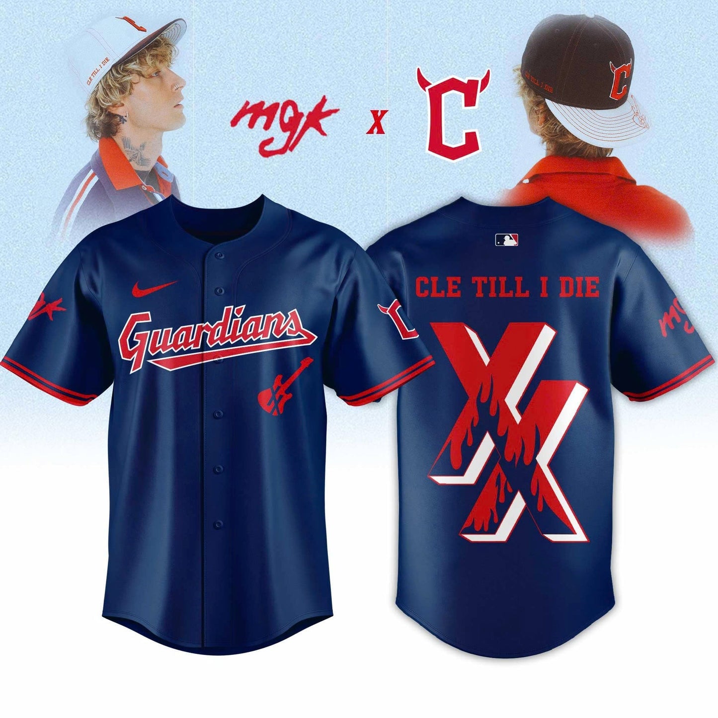 Cleveland Guardians x Mgk 2025 Limited Edition Jersey Navy