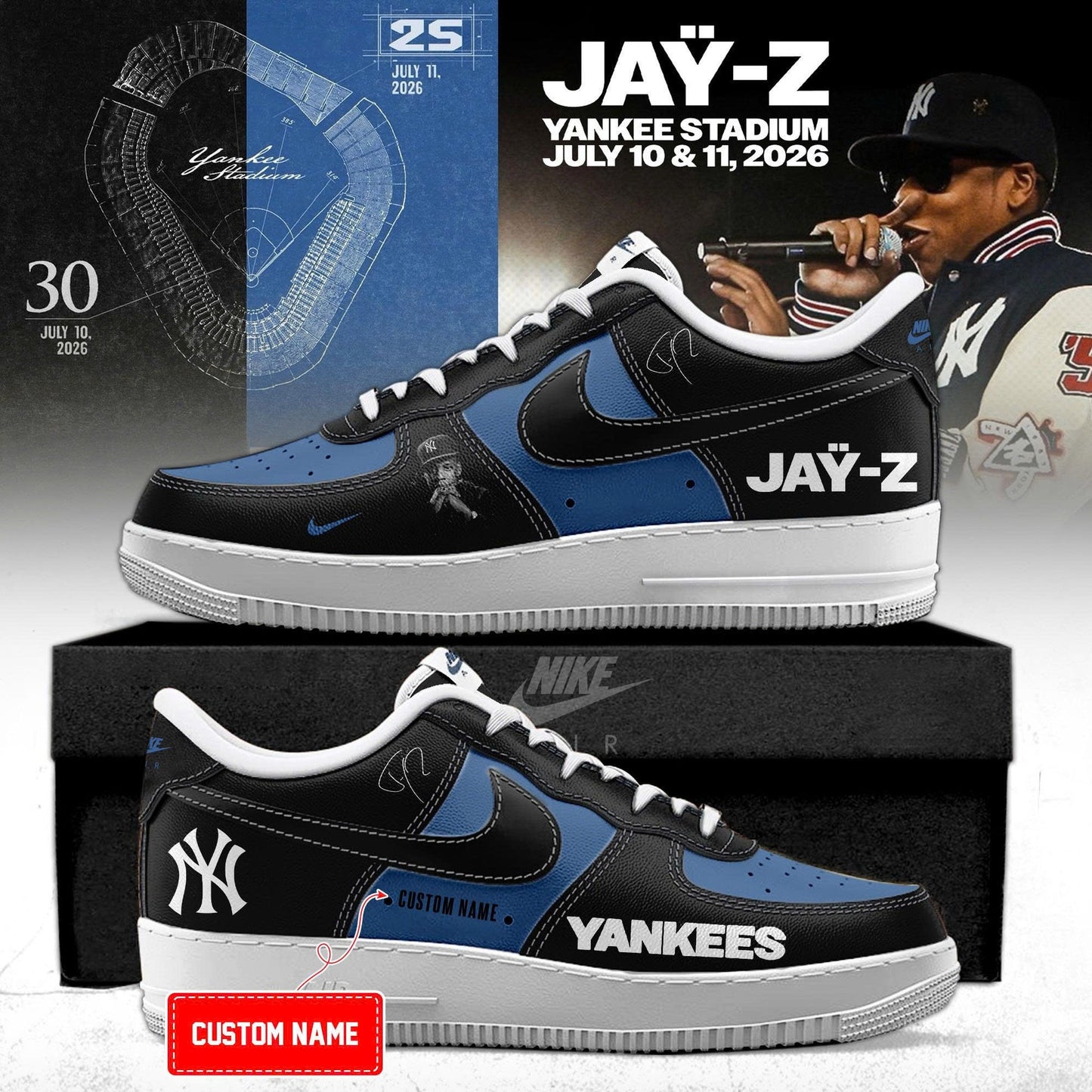 New York Yankees x Jay-Z Hometown Show 2026 Limited Edition AF1 Sneakers