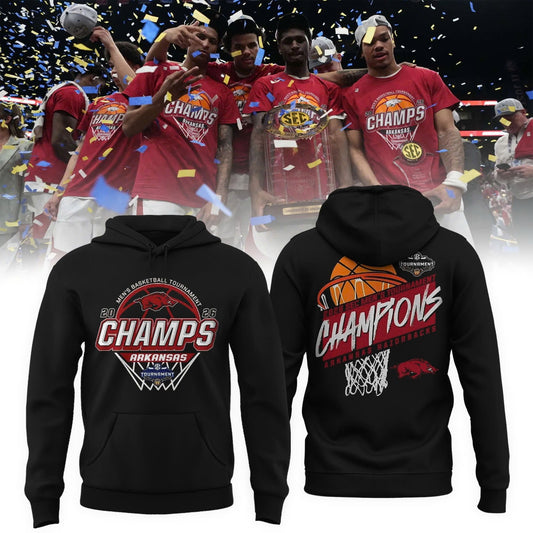 Arkansas Razorbacks Men's Basketball 2026 SEC Tournament Champions Locker Room Hoodie