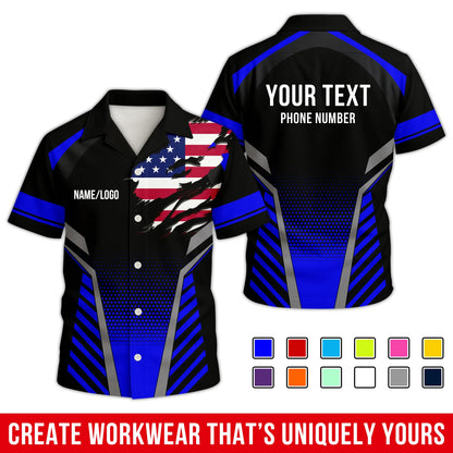Personalized Team Hawaiian Shirt – Custom Logo Work Shirt