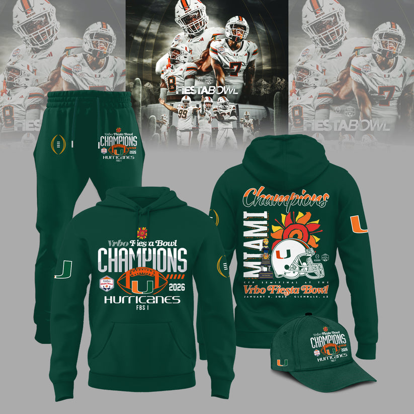 Miami Hurricanes Special Fiesta Bowl Champions Limited Edition Hoodie v2