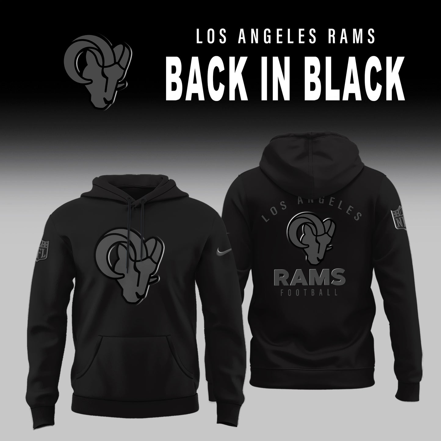 Los Angeles Rams ‘Back in Black’ 2025 Special Edition Hoodie v2