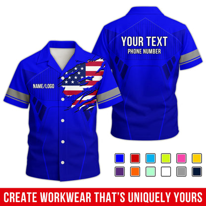 Personalized Team Hawaiian Shirt – Custom Logo Work Shirt