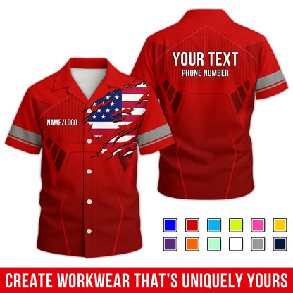 Personalized Team Hawaiian Shirt – Custom Logo Work Shirt
