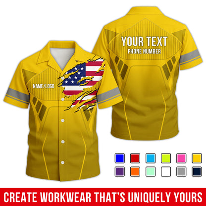 Personalized Team Hawaiian Shirt – Custom Logo Work Shirt