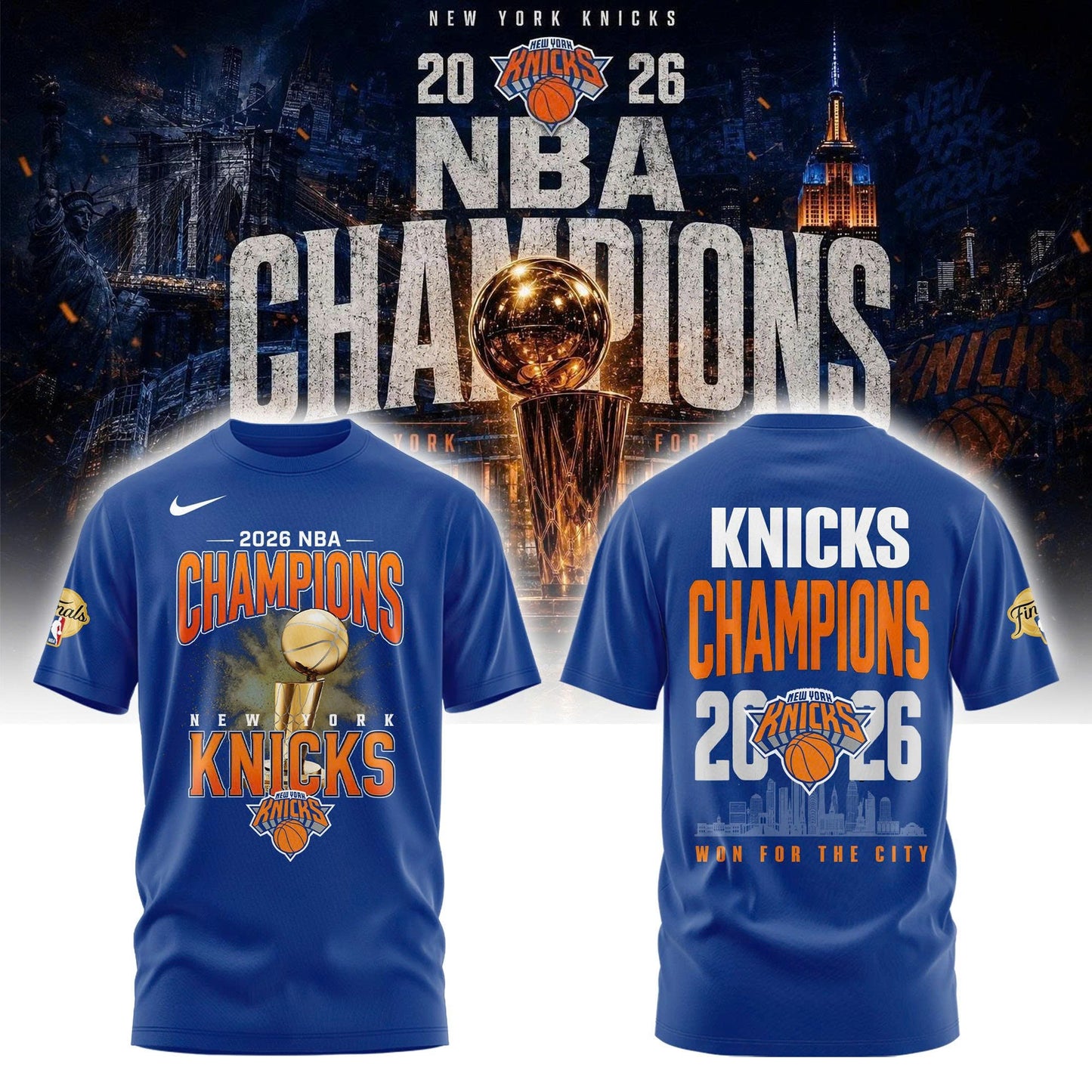 New York Basketball NBA Finals Champions Blue Tshirt