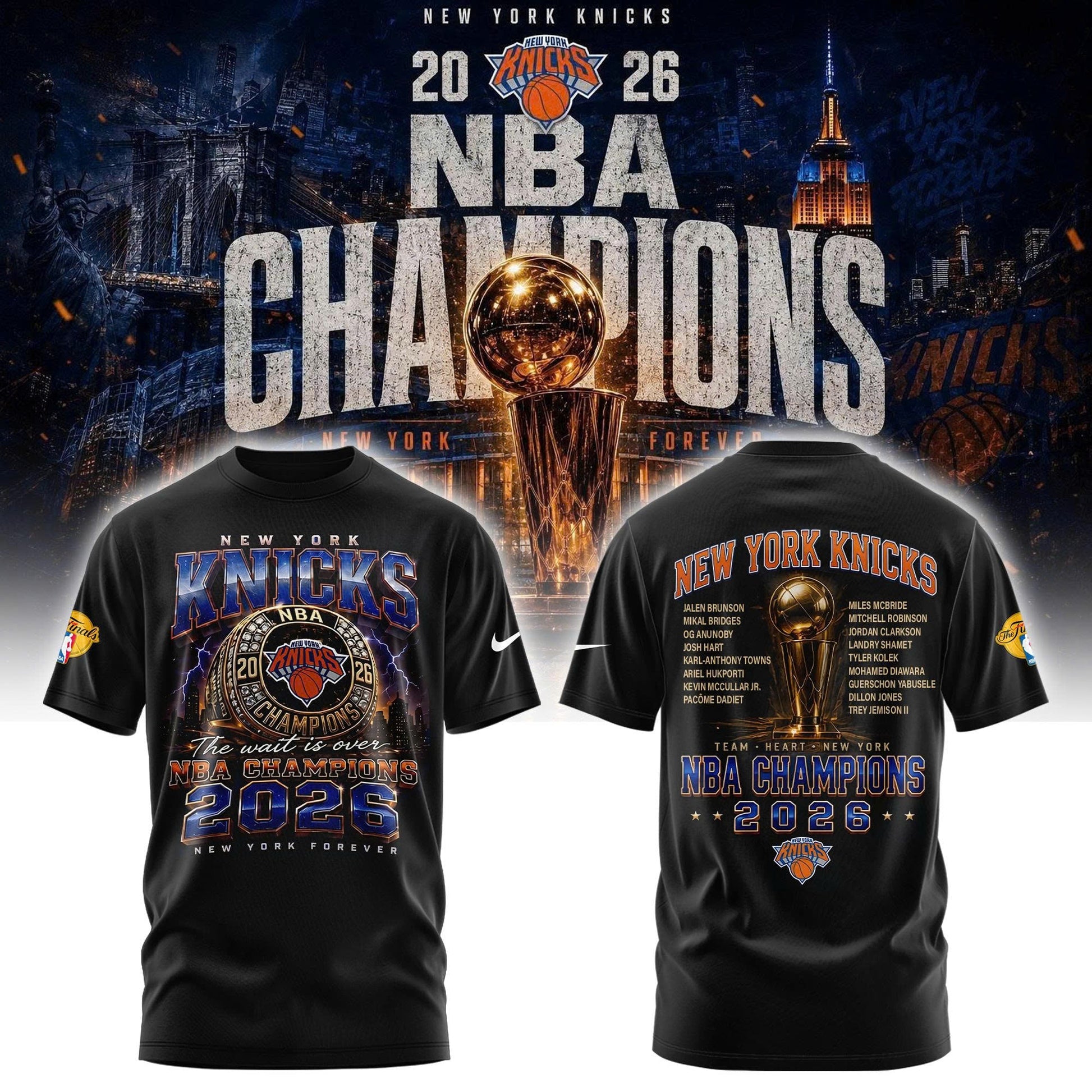 New York Basketball NBA Rings Champions Tshirt v2